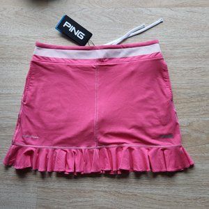 NWT PING Sensor Cool UV Protection Golf Skort Ruffle Hem Drawstring Pocket Pink